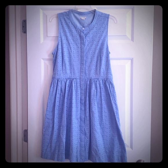J. Crew Dresses & Skirts - J.CREW Blue sleeveless dress w/ eyelet detail
